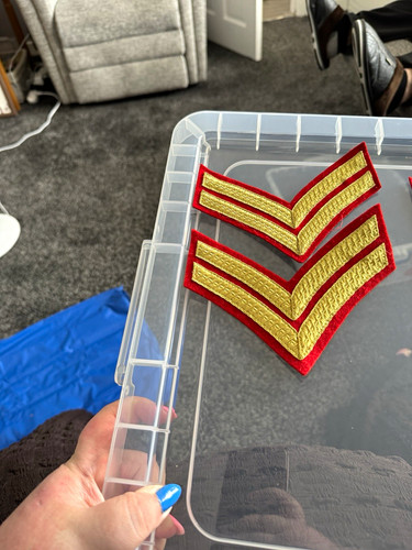 Red gold chevron military - red, &