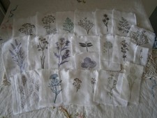 Handmade Cotton Fabric Botanical Floral Tags Labels Junk Journal Sew Flowers WOW