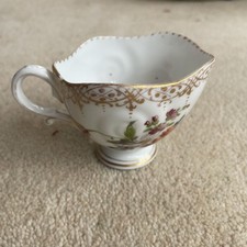 Vintage Carl Thieme German Dresden Porcelain Sugar Bowl Creamer Floral Gilt