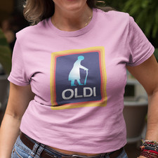 Oldi Woman T-Shirt Top - Novelty Joke Old Age Elderly Road Sign Mum Grandma Nan