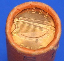 Roll of Irish 1988 50x 1p Coins, Celtic bird Book of Kells [33553]