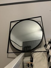 Black / Cast Iron Industrial Look Square Metal Wall Mounted Mirror  72x72cm