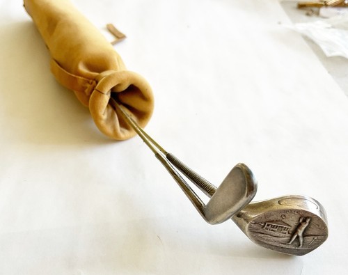 Antique leather golf club - golf, bag