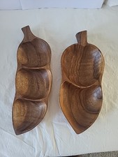 2 Vintage 1970s 13" Carved