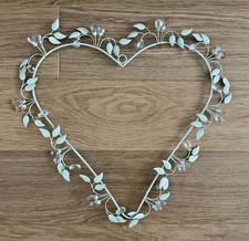 Heart Wreath Leaves Crystal Shabby Chic French Style Wall Hanging Decor 46cm