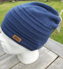 SATILA of Sweden - Longer Airforce Blue Beanie Hat ORGANIC COTTON UNISEX Tags