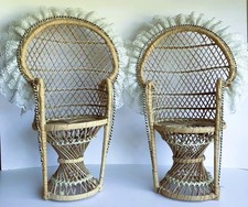 Vintage WICKER RATTAN PEACOCK