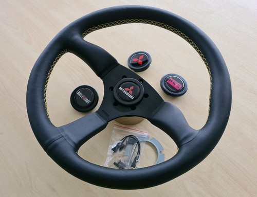 Leather steering wheel 350mm - steering,
