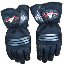 Akito Aerotex Motorcycle Gloves Black Leather Fabric Medium Padded Men Winter
