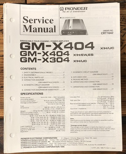 Pioneer x304 x404 - gm-x304, gm-x404
