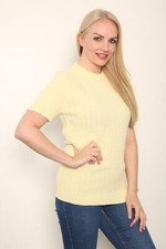 New Women's Ladies Cable Knitted Crew Neck Ribbed Sweater Summer Winter Jumper