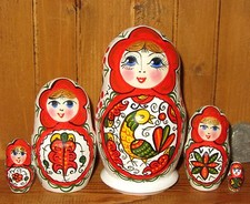 North-Dvina style Russian nesting doll small MATT 5 Severodvinsk Babushka signed