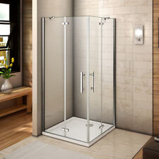 Frameless Hinge Shower Enclosure Cubicle Corner Entry Glass Door Tray and Waste