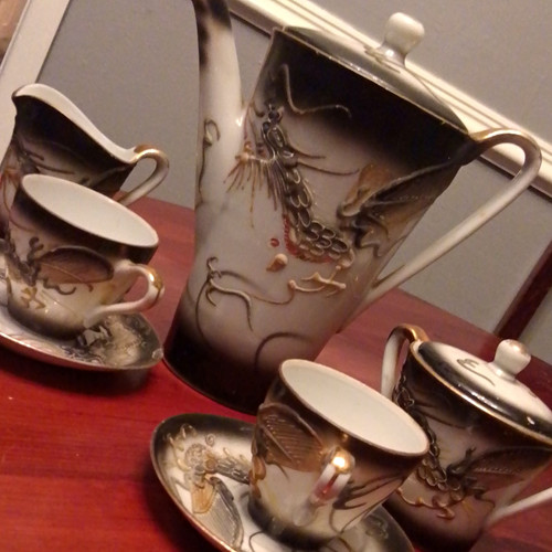 Dragon ceramic tea set 5pc - tea,