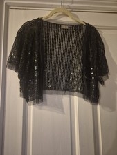 Black Sequin Crop Shrug Bloero
