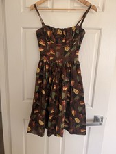 Bernie Dexter “Frenchie” Dress XS – Tiki Mask Print Made in USA Pinup Rockabilly