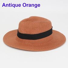 Mens Ladies Panama Style Sun Hat Crushable Wide Brim Fedora Straw Summer 25Color