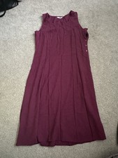 Amaranto Burgundy Purple Maroon Summer Dress Midi Button Up Side Size 16