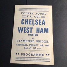 Programme  Chelsea v West Ham United  26th Jan 1946  FA Cup 4th Round 4 Pages
