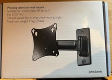 John Lewis Pivoting Tilt Swivel LCD TV wall mount for screen sizes 10-26 Inches
