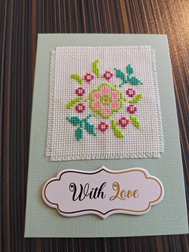 Handmade cross stitch card - handmade,