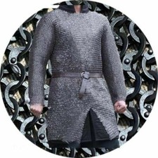 8mm Riveted Chainmail Medieval Armour Mild Steel Chain mail Shirt L Size LARP