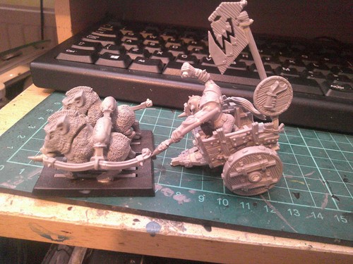 Ork plastic boar chariot - chariot, whfb