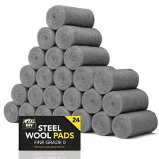 SOL 24pk Steel Wool Pads Fine Grade 0 Metal Scourers Polishing Rust Removal