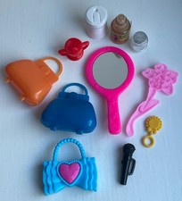 Bundle: Barbie Doll Accessories. Includes bags, hairbrush, singing mic