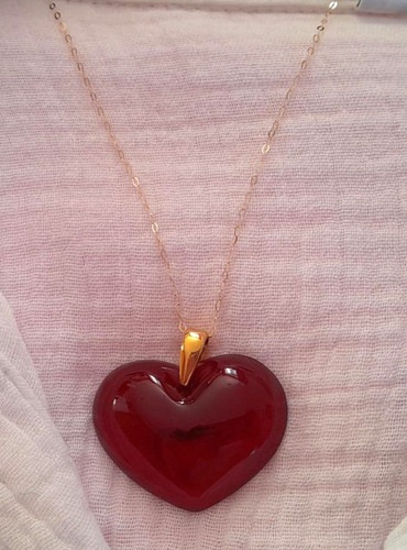 Lalique 9ct gold red fushia - ,