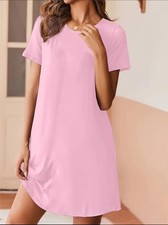 Women's Casual Short Sleeve T-Shirt Dress Vibrant Pink