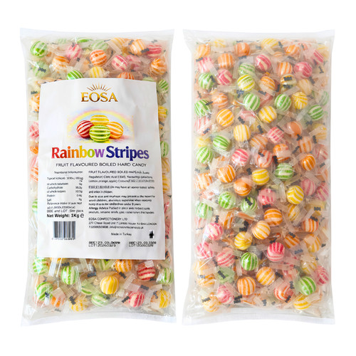 Hard candy rainbow strips 1kg - candy,