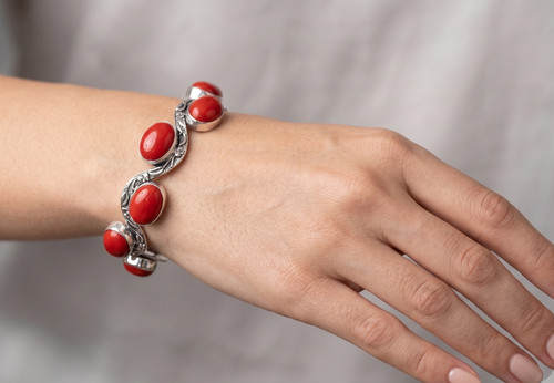 Red coral gemstone - red,