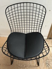 SET OF 2. VINTAGE HARRY BERTOIA STYLE CHROME CHAIRS. Black frame/black cushion