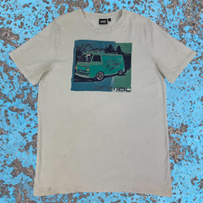Animal Worldwide Freeride 90s Camper Van Graphic Surfer Skater T Shirt White L