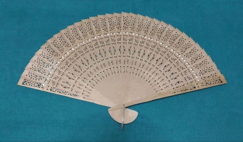 Antique fan relief - fan, relief-etched