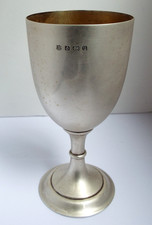 SUPERB CONDITION HEAVY 149g ENGLISH ANTIQUE 1919 STERLING SILVER WINE GOBLET