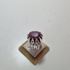 Deep Red Ruby Mens Ring Silver Handmade Anari Yaqoot Ring Ruby