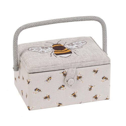 Sewing box wood fabric - box,, wood/fabric
