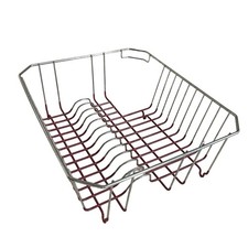 Vintage Rubbermaid Dish Drainer Drying Rack Red Coated Wire & Silver 12”x14”