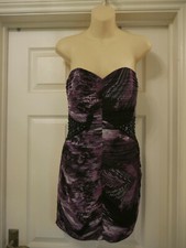 Lispy Dress Purple Black Bead Evening Party Ladies Size 10 Strapless Womens Sexy