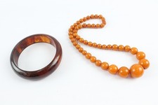 Bakelite Jewellery Bangle Beaded Necklace Graduated x 2