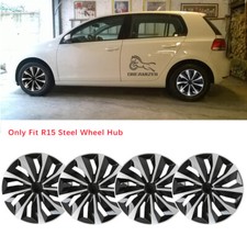 4X Wheel Hubcaps Trim Covers Snap On Fit R15 Tire Steel Rim For VW Golf Polo MK6