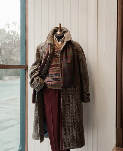 Warm vintage brown tweed - vintage,