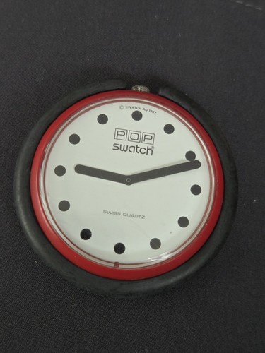 Red black swatch pop watch - black,
