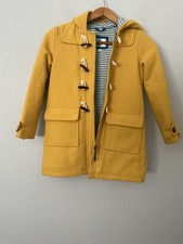 Mini Boden Wool Mix Kids Duffle Coat Size 7-8 Years Yellow, Hood, Toggle and Zip