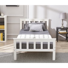 Single Bed Pine 3FT Wooden Frame Solid White Furniture Fits Mattress 190 x 90cm