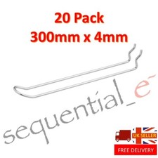 300mm Shop Display Hooks Fits 25mm Pegboard Euro Looped Hook Product Peg Board