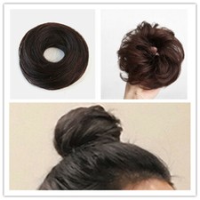 Thick Real Human Hair Bun Messy Scrunchie Updo Extensions Wrap On