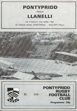 Pontypridd RFC v Llanelli RFC (with report) Welsh Merit 17th April 1984